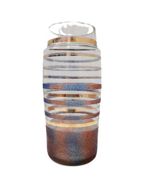 Vintage glass vase, colored and golden circles