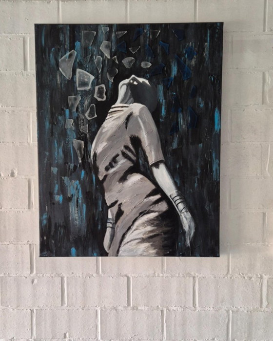 Rain of Glass - Acryl Mixed Media Schilderij – Paintings & Drawings, Canvas (photo 3 of 7)