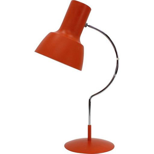 Pair of vintage desk lamps, orange-red, Czechoslovakia 1960