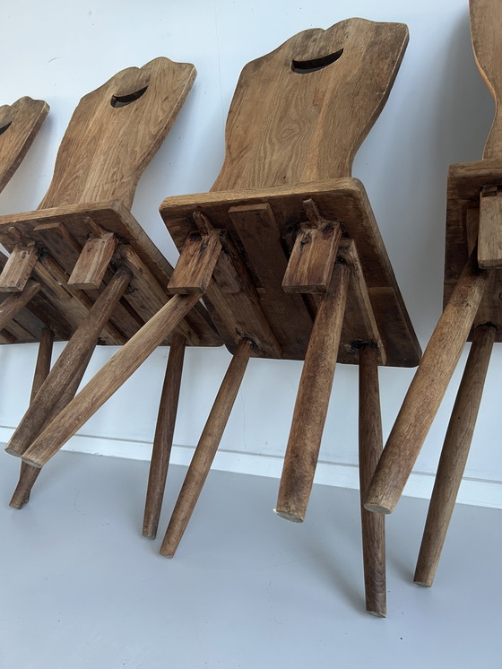 Image 1 of Set of four oak farm chairs