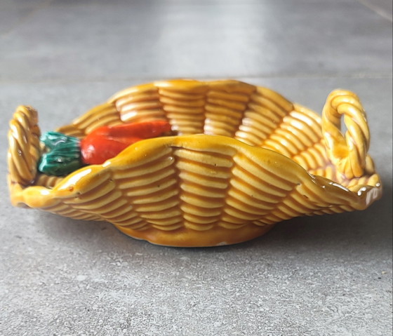 Image 1 of Barbotine "Carrot Basket" Vallauris