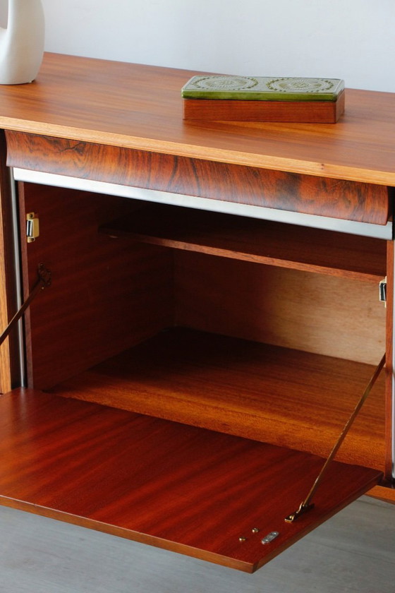 Image 1 of Zebrano Scandinavisch dressoir - Vintage jaren 60 buffet