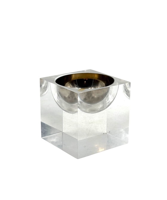 Image 1 of Ruimtetijdperk helder perspex asbak, Italië 1970