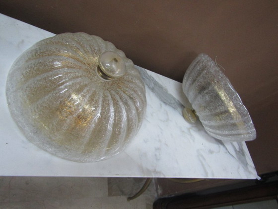 Image 1 of pair of Murano glass ceiling lights
