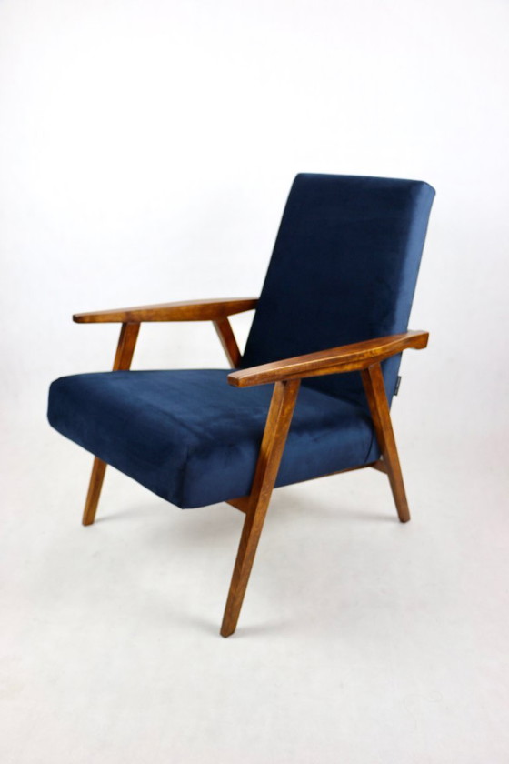 Image 1 of Vintage Loft fauteuil in marineblauw fluweel, 1970