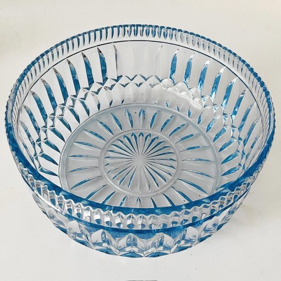 Image 1 of Frutero antiguo de cristal azul claro Art Déco años 30