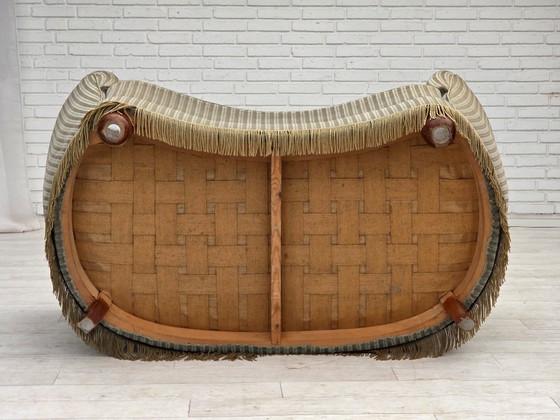 Image 1 of 1970s, Danish 2-seater curved sofa, original furniture velour, beech wood.