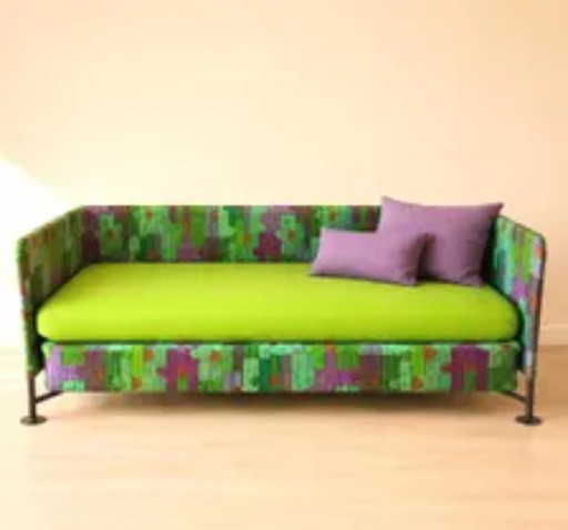 Interflex Flash 1990er Daybed – Schwarzes Metallgestell & Buchenholzlatten
