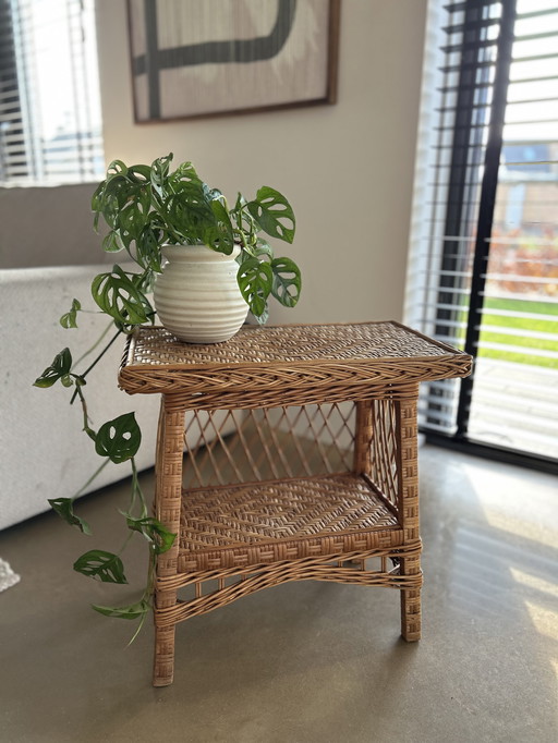 Vintage Rattan Beistelltisch Rechteckig