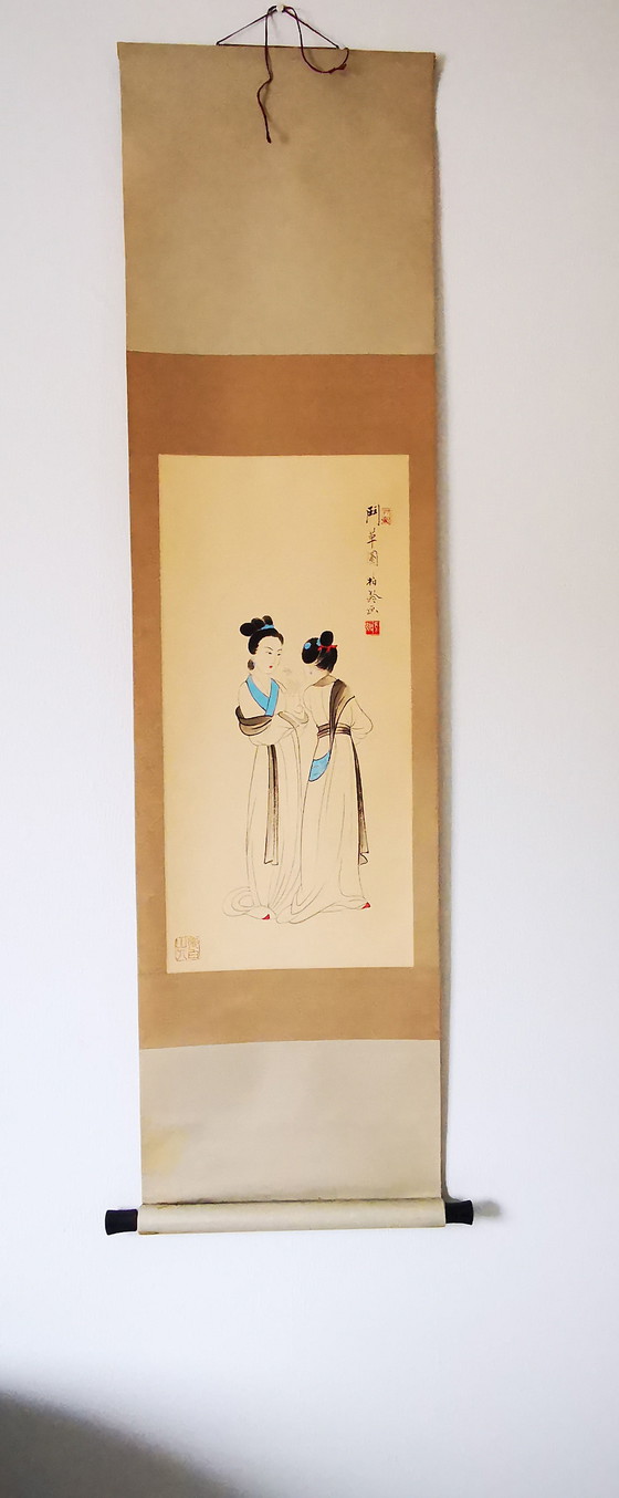 Image 1 of Chinese/Tibetan paper roll "Two Ladies" Chang Dai Chien
