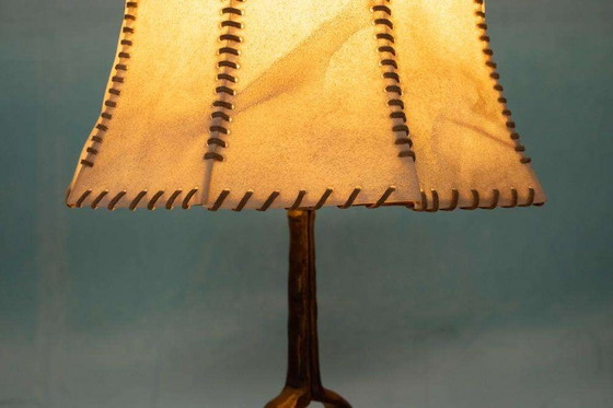 Image 1 of Brutalist table lamp 70s vintage bronze table lamp