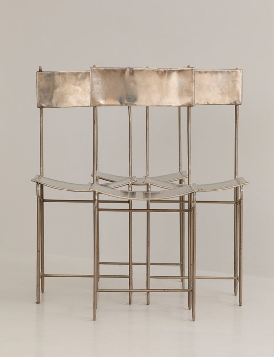 Image 1 of Conjunto de 4 sillas de artista de metal cromado, circa 1960/70