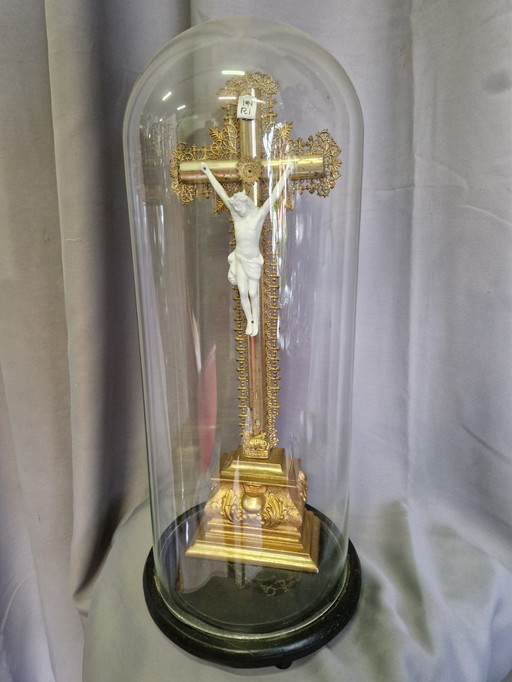Large crucifix with bell jar
