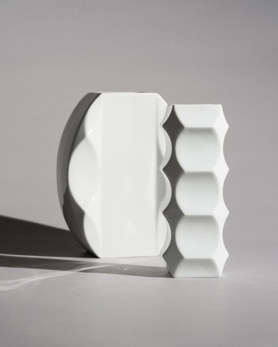 Image 1 of Heinrich Fuchs “ARCHAIS” Porcelain Vase Duo for Hutschenreuther, Germany 60s-70s