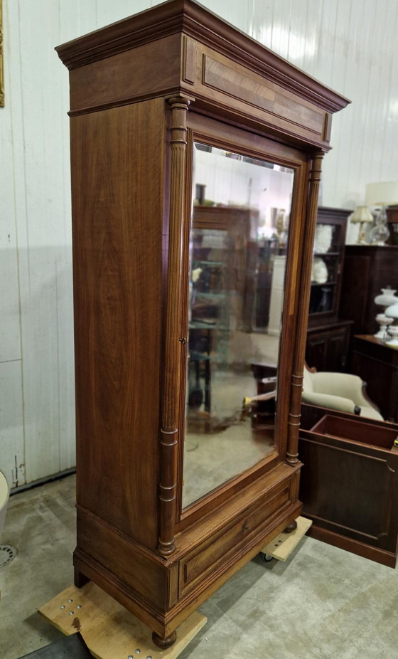 Image 1 of Antique mirror wardrobe, closet with faceted mirror, removable dim. 104x43cm and 220cm high.