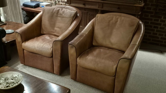 Set van 2 vintage clubstoelen van cognacbruin leer – Cuoietto Leather – Kok Wooninrichting Amersfoort (photo 15 of 19)