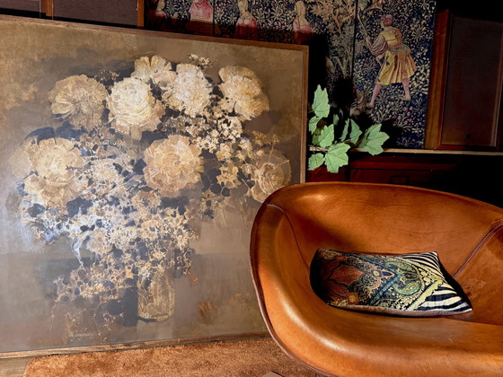 Image 1 of B&B ITALIA Drehsessel MART in einzigartigem cognacfarbenem Sattelleder mit Patina.