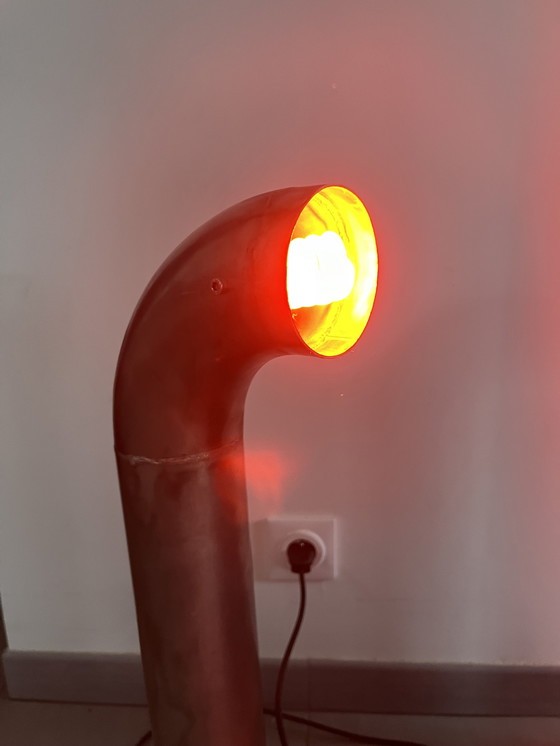 Image 1 of Handgemaakte vloerlamp van Frédéric Cadiou industriële stijl in roestvrij staal