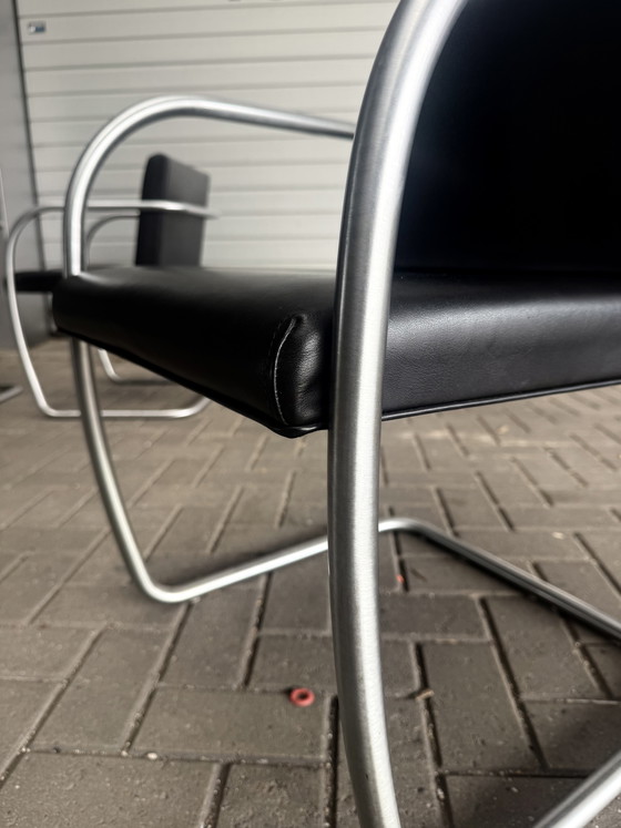 Image 1 of 6 sedie Brno di Mies van der Rohe, Fasem, in pelle nera