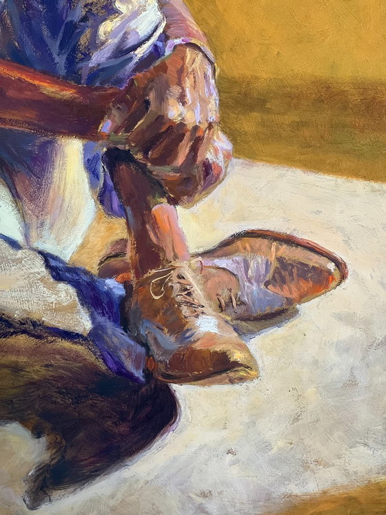 Image 1 of Giclee Reproductie van Olieverfschilderij "Man met Hoed - 2"