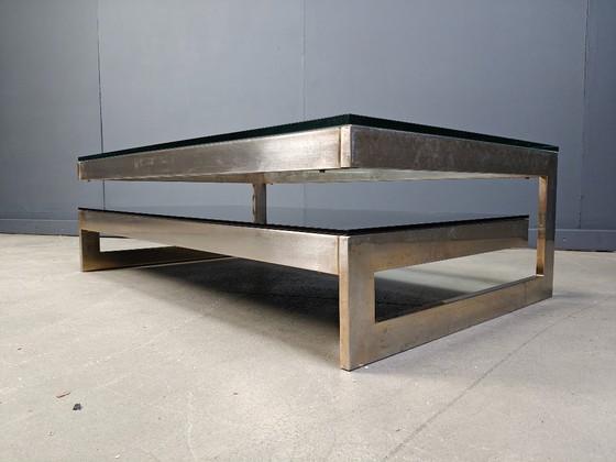 Image 1 of Table basse vintage à deux niveaux en belgochrome 23kt, 1970