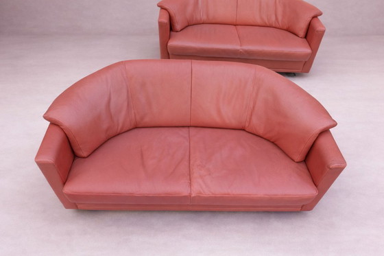 Image 1 of Set of 2 red Leolux sofa's