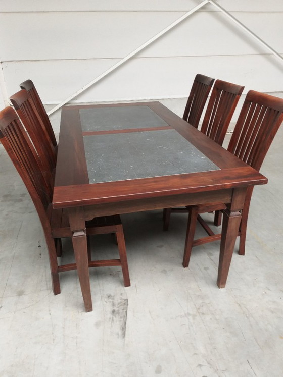 Tavolo da pranzo "Tilquin" + 6 sedie – Set da pranzo, Stone, Wood (photo 4 of 5)