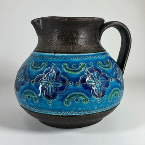 Image 1 of Bitossi Aldo Londi Rimini Blu Jarra - Mid Century Modern Italian Ceramic Pitcher