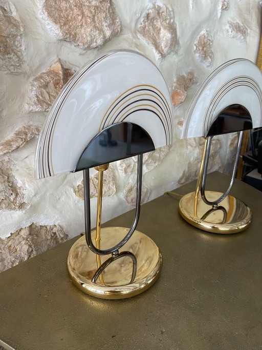 Pair of table lamps by ZONCA in Murano glass , Italy 1980