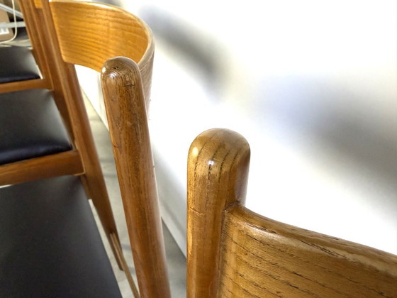 Sedie da pranzo italiane di metà secolo, anni '60, Legno, Pelle, Marrone, Mid Century Modern (foto 6 di 12)