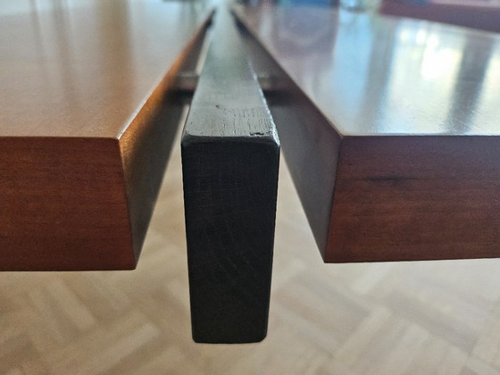 Image 1 of Mid - Century design coffee table made of solid wood and metal