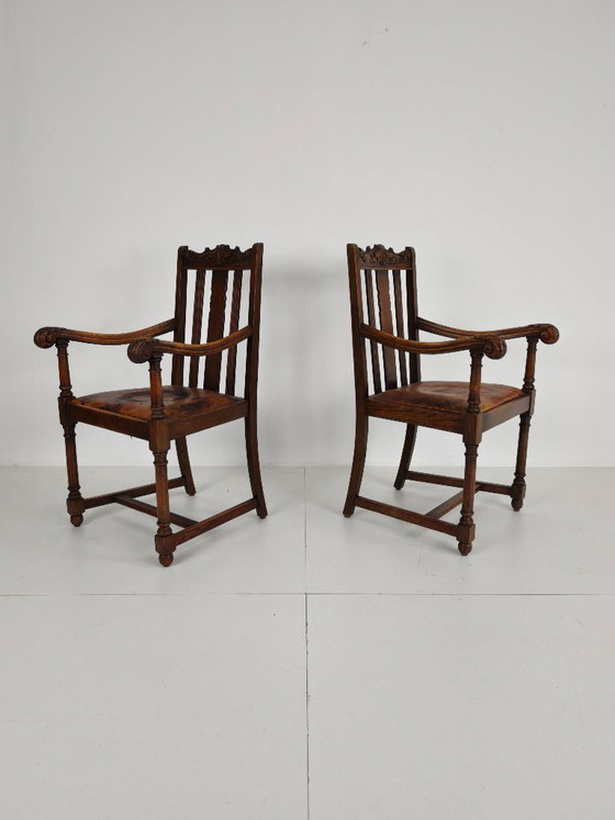 Par de sillones de roble de F. Parker & Son – Inglés del siglo XIX – Sillas de comedor, Wood (photo 3 of 7)