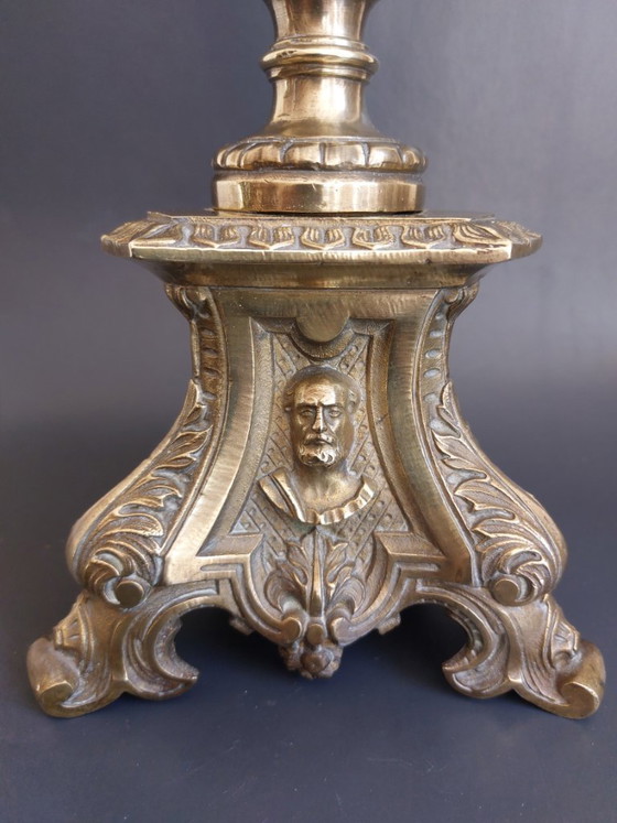Image 1 of Candelabro da cappella in bronzo del XIX secolo