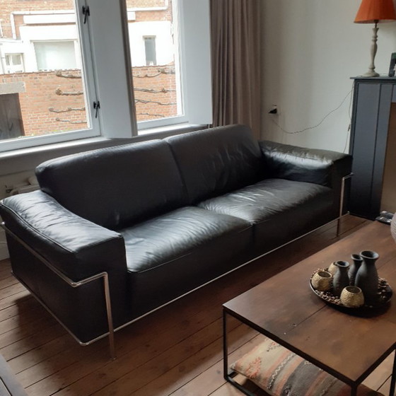 Image 1 of Divano in pelle nera Natuzzi