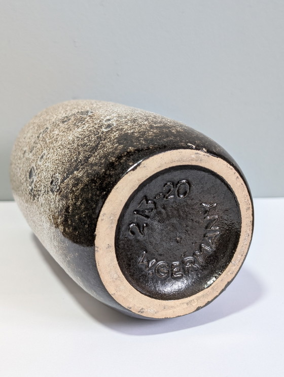 Image 1 of Vintage West Germany Scheurich Fat Lava vase, model 213-20. White with brown