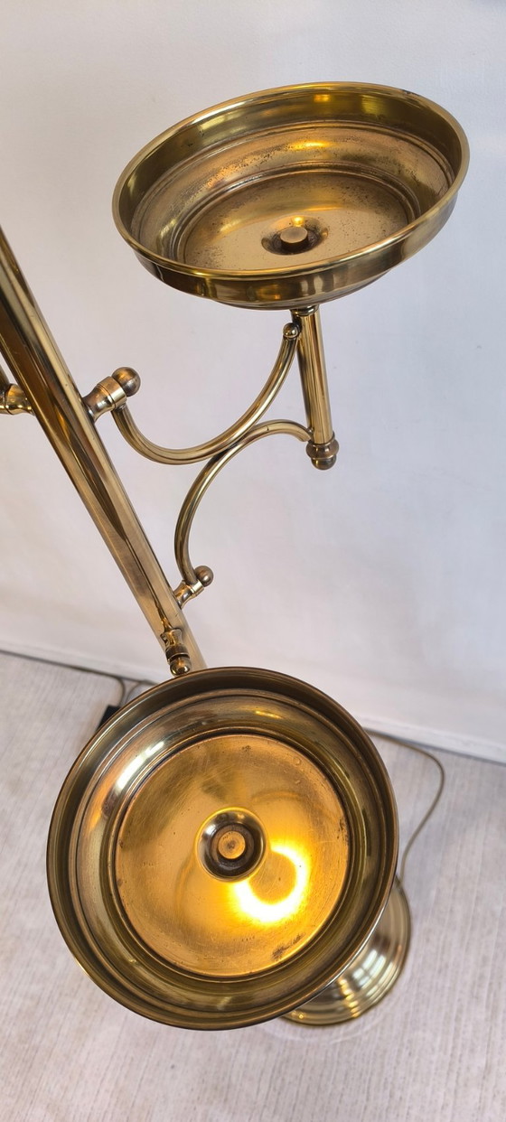 ✨💎 Rare Vintage Postmodern Gilded Brass Floor Light – 3 Saucers – 183 Cm 💎 ✨ (photo 11 of 20)