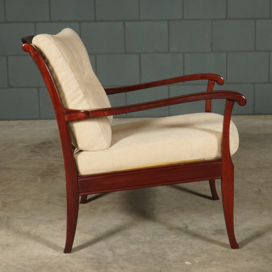 Vintage fauteuils – mahoniehout – jaren 60/70 – Textile (photo 3 of 13)