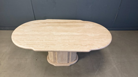 Image 1 of Vintage oval travertine dining table, 1970s