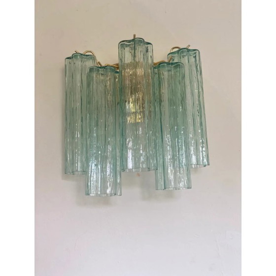 Image 1 of Italiaanse wandlamp groen "Tronchi" Murano glazen wandlamp