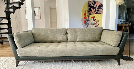 Sofa 3 Seater Roche Bobois Verona Leather and Fabrics