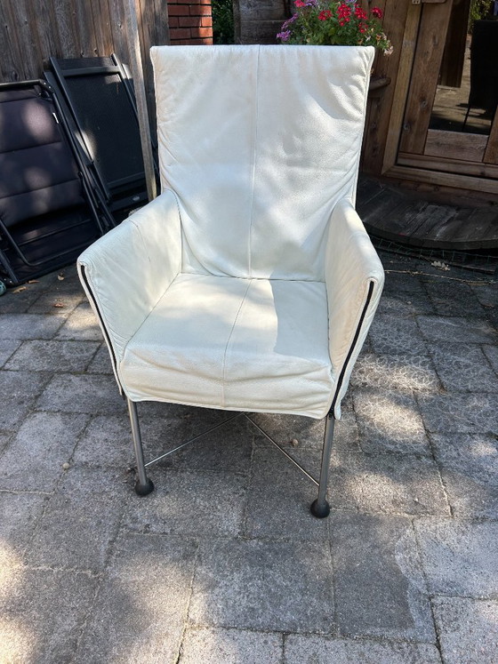 6 Montis Chaplin Stoelen. Wit Leer Goede Staat – Fauteuils, Leather, Metal (photo 2 of 6)
