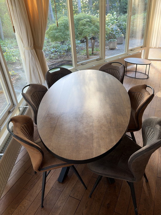 Oval Dining Table With 6 Chairs – eettafels, Metal, Wood