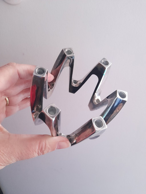 Bougeoir Crown Jens Quistgaard Métal Argenté 60s