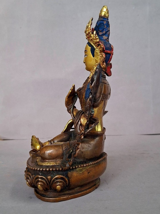 Grüne Tara – Patinierte Bronze – Gold Face – Dekorative Objekte (photo 7 of 18)