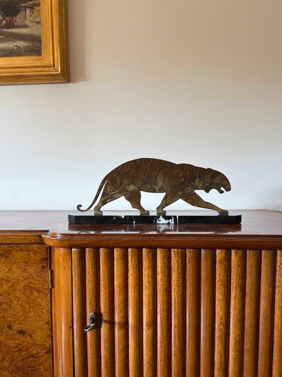 Image 1 of Art-Déco-Tigre-Skulptur aus Bronze, Frankreich, ca. 1930