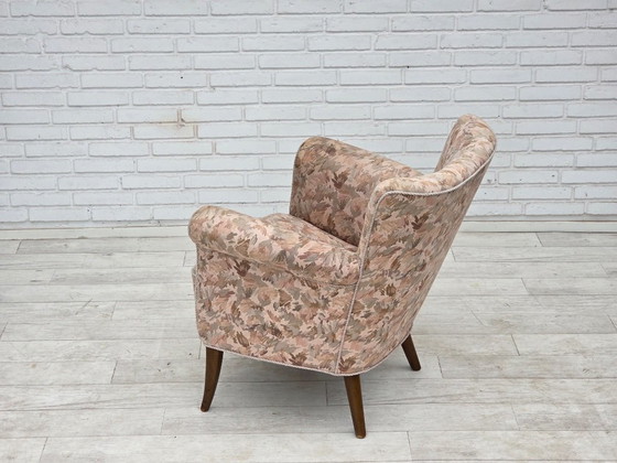 1960s, Danish armchair, furniture jacquard fabric. – Textile, Wood (photo 6 of 15)
