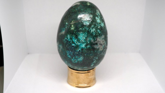Image 1 of 11cm / 1kg raw AAA+ malachite carved egg