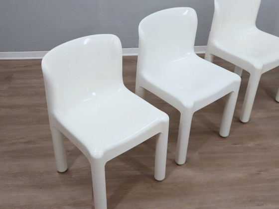 Image 1 of 1970s Kartell Model 4875 Chairs by Carlo Bartoli, White Color, Set of 3