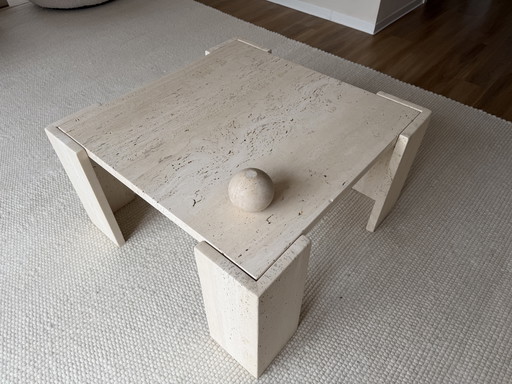 Vintage travertine coffee table, Italian modernism, 1970s