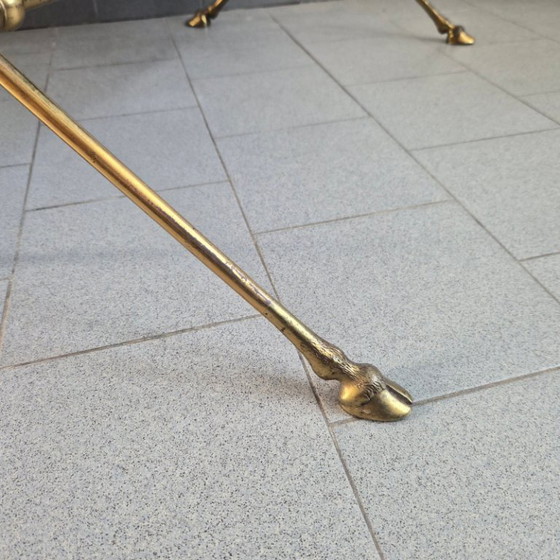 Image 1 of Vintage 1970s Maison Jansen coffee table in bronze and glass with goat's feet, 70s chic